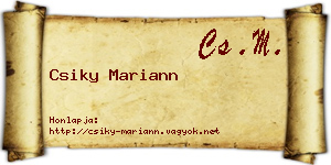 Csiky Mariann névjegykártya